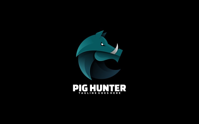 Pig Hunter Gradient Colorful Logo template Logo Template