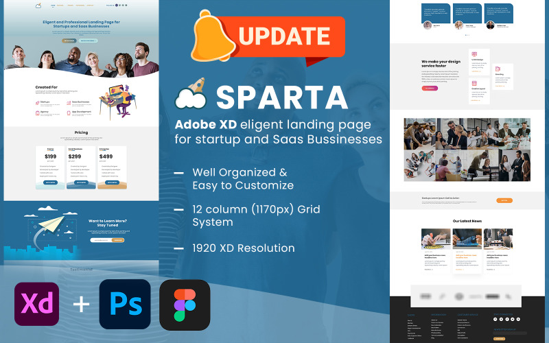 Sparta: Modern SaaS Landing Kit — Figma + PSD + XD FREE UI UX Template UI Element