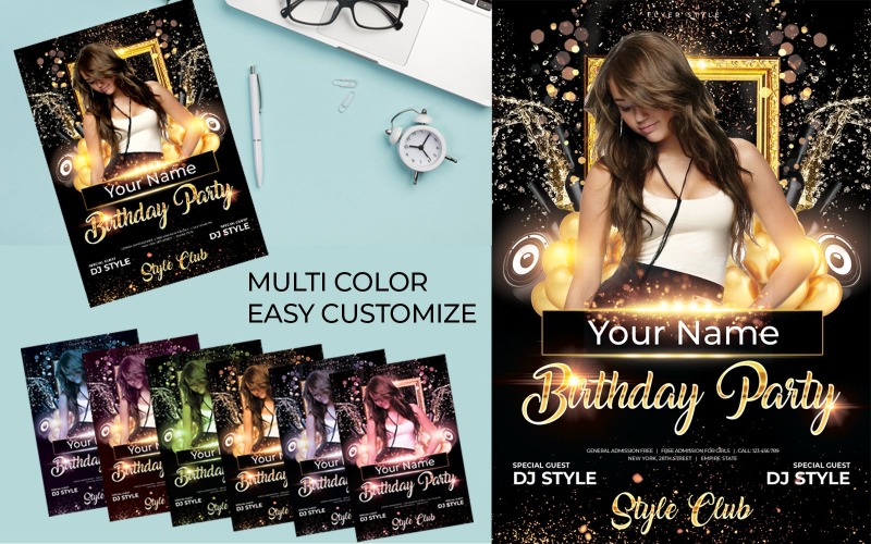 Birthday Party Flyer Poster PSD Template Corporate Identity