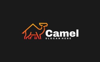 Camel Line Art Gradient Logo Template