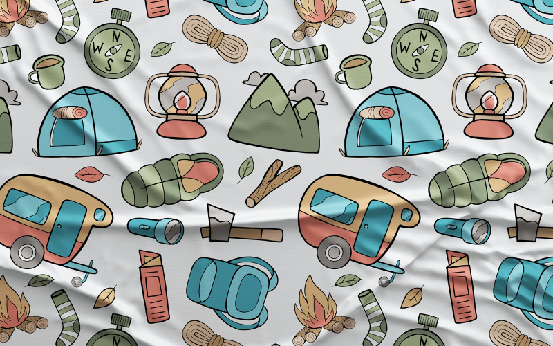 Camping - Vector Seamless Pattern