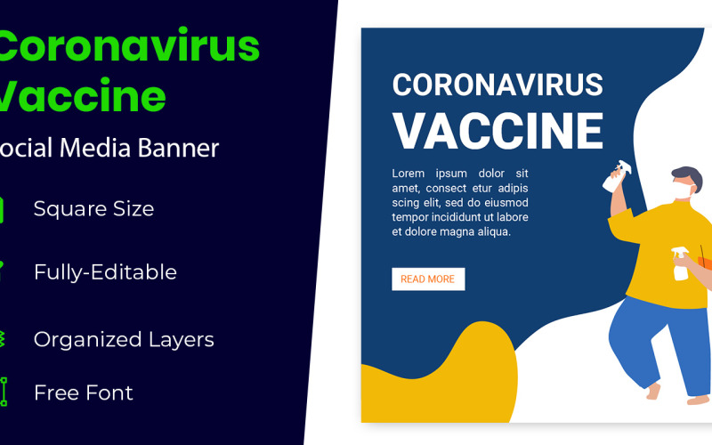 Coronavirus Flat Design Graphic Social Media
