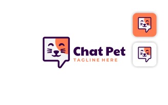 Chat Pet Mascot Cartoon Logo Template