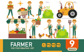 Farmer Profession Characters - Vector Graphic Set