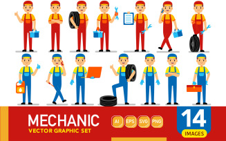 Mechanic Profession Characters - Vector Graphic Set