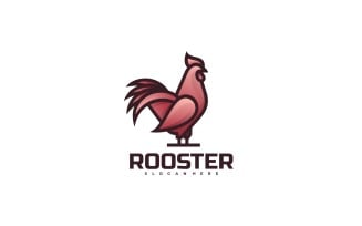 Rooster Gradient Line Art Logo Template