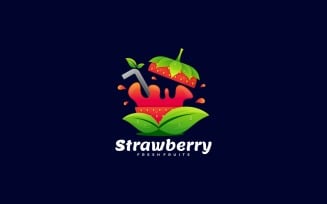 Strawberry Gradient Colorful Logo Template