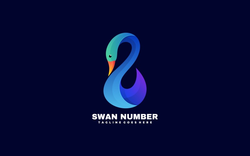 Swan Number Gradient Colorful Logo Template