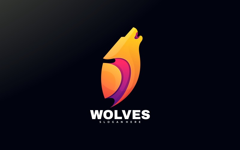 Wolves Gradient Colorful Logo template Logo Template