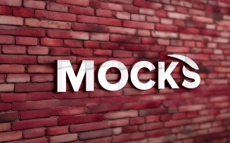3d logo mockup on red bricks wall psd