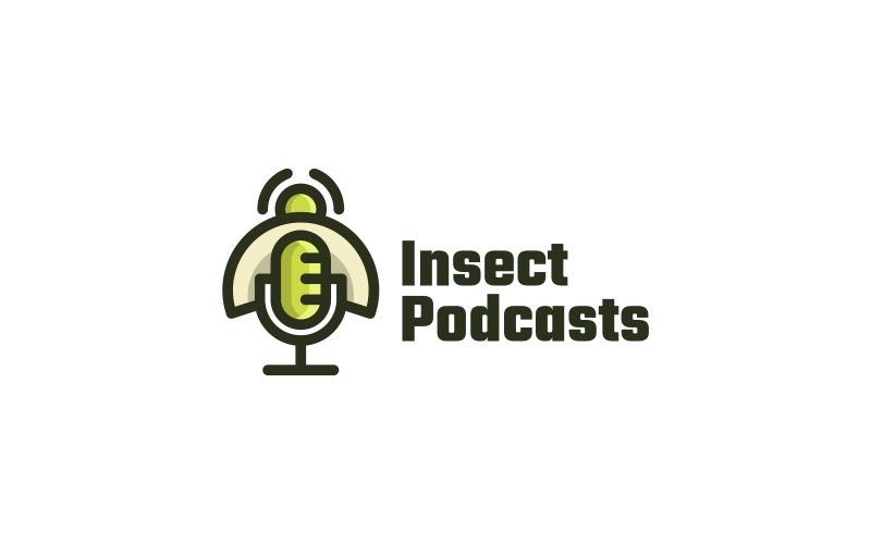 Insect Podcasts Simple Mascot Logo Template
