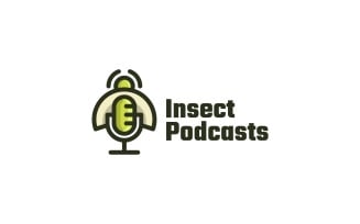 Insect Podcasts Simple Mascot Logo Template