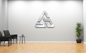 Metal Logo Mockup with Living Room