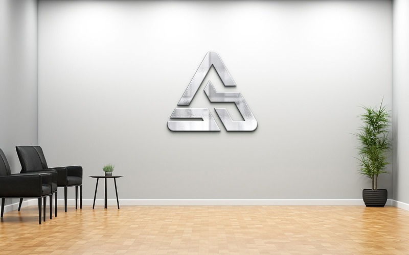 Metal Logo Mockup with Living Room Product Mockup