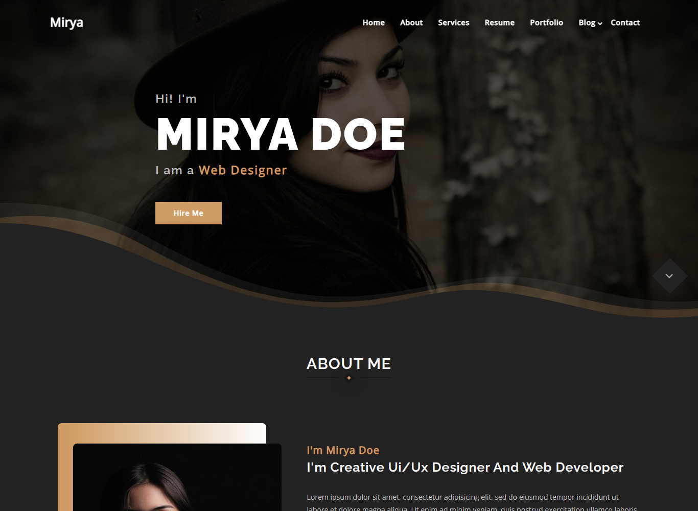 Mirya - Personal Portfolio WordPress Theme