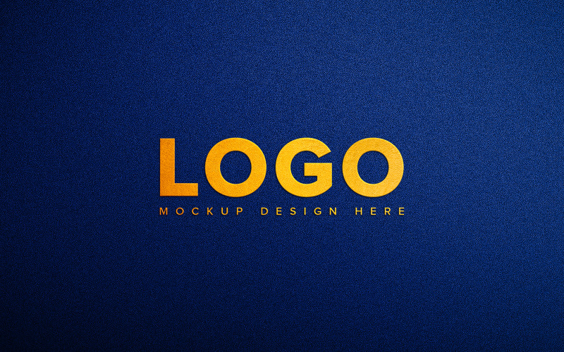 Luxury Gold Logo Mockup on Blue Background Product Mockup