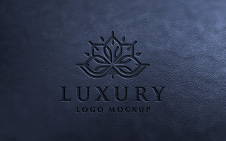 Luxury Logo Mockup in Black Leather