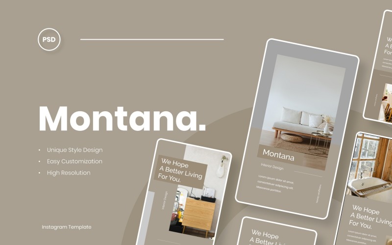 Montana - Interior Design Instagram Stories Template Social Media