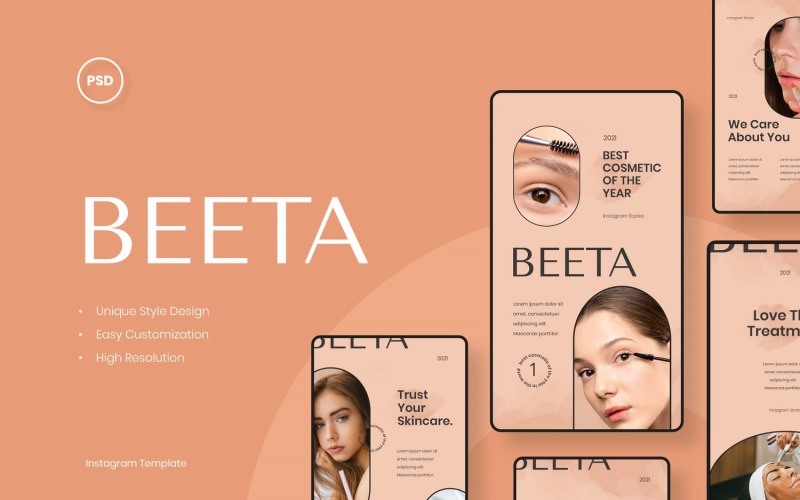 Beeta - Beauty Cosmetic Instagram Stories Template Social Media