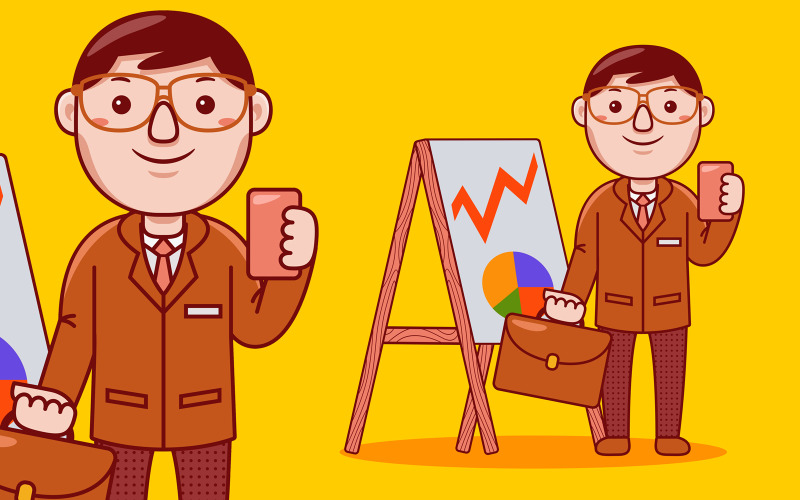 Businessman Profession Cartoon - Vector Illustration Vector Graphic