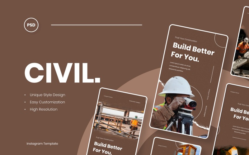 Civil - Construction Instagram Stories Template Social Media