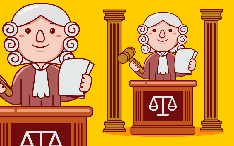 Judge Profession Cartoon - Vector Illustration Vector Graphic