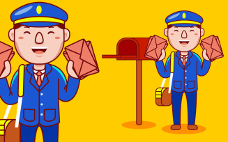 Postman Profession Cartoon - Vector Illustration