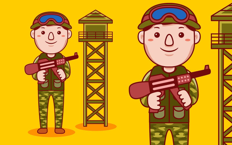 Army Profession Cartoon - Vector Illustration Vector Graphic