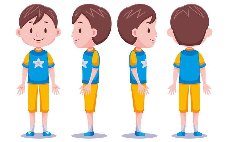 Cute Boys Character in Different Poses #01 Vector Graphic