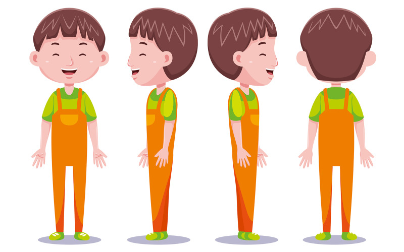 Cute Boys Character in Different Poses #2 Vector Graphic