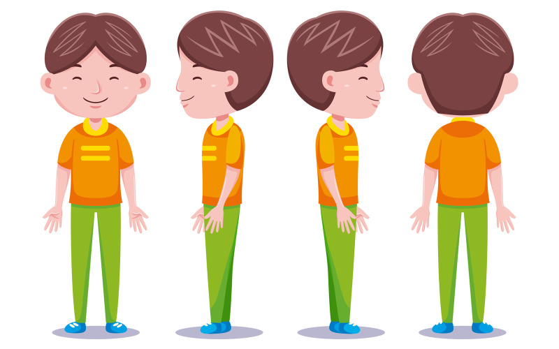 Cute Boys Character in Different Poses #3 Vector Graphic