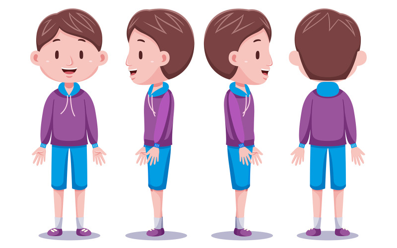 Cute Boys Character in Different Poses #4 Vector Graphic