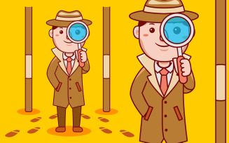 Detective Profession Cartoon - Vector Illustration