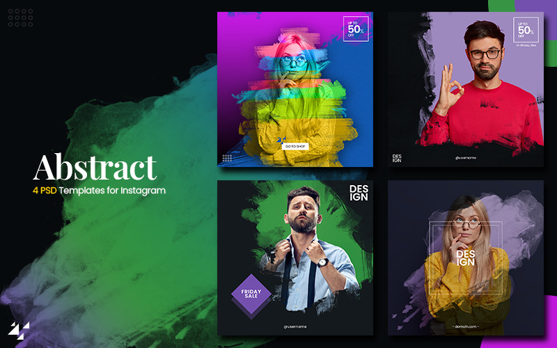 Abstract - 4 Instagram Banner Template for Social Media