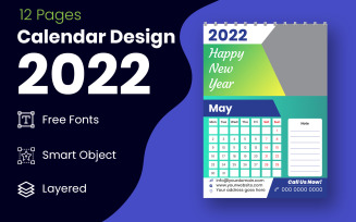 Abstract 2022 Calendar Design Template Vector