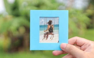 Blue Photo Frame Travel Product Mockup