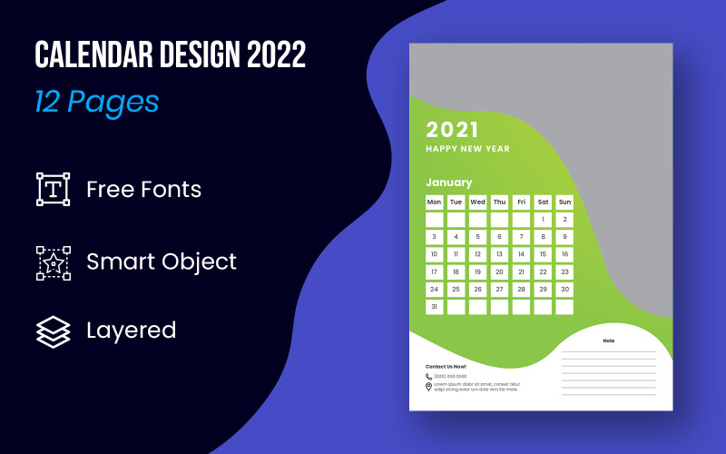 Calendar Design Template 2022 Planner