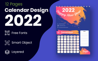 12 Pages Calendar Design Template 2022 Planner