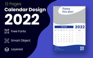 Set Of 12 Months Calendar Design 2022 Planner