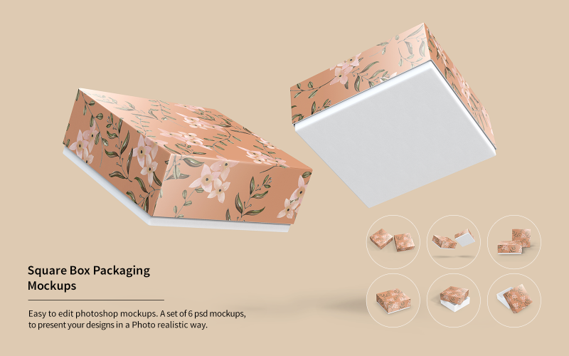 Square Box Packaging Mockup Product Mockup