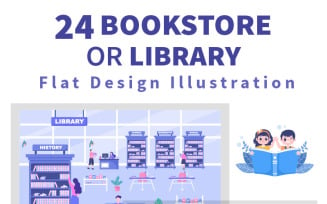 24 Bookstore or Library Illustration