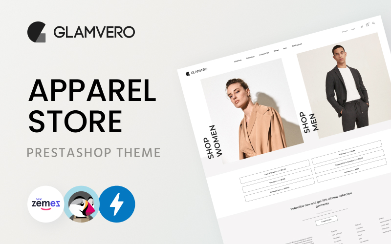 GlamVero - Clean Apparel Store PrestaShop-thema