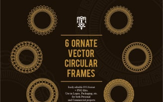 6 Ornate Vector Circular Frames