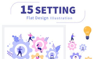 15 Setting Flat Design Illustration