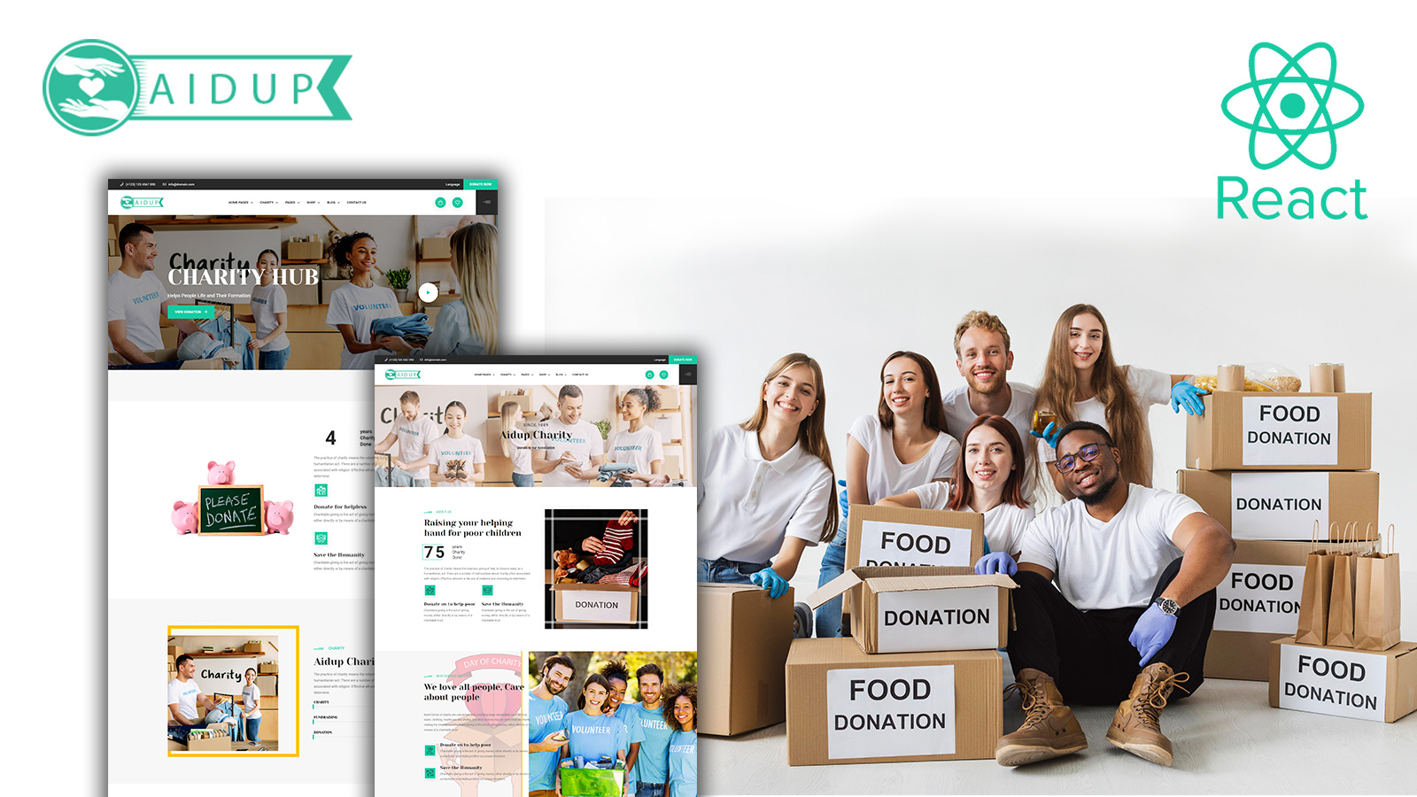 Aidup - modelo de site Charity React