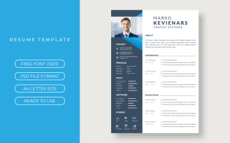 Blue Polygon Resume Template Layout