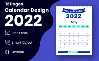 2022 Colorful Business Wall Calendar Design Template Vector