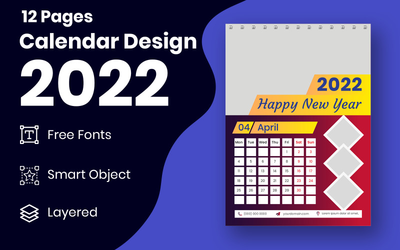 Colorful Business Wall Calendar Design Template Vector Planner