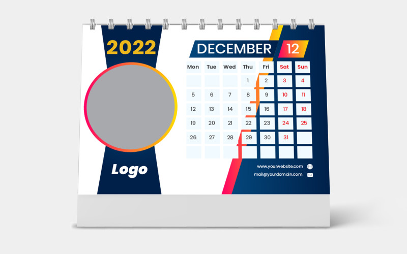 Desk Calendar 2022 Template Week Starts Monday Planner