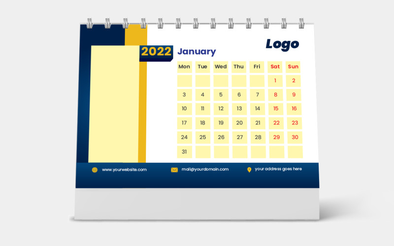 Desk Calendar 2022 Week starts Monday Planner